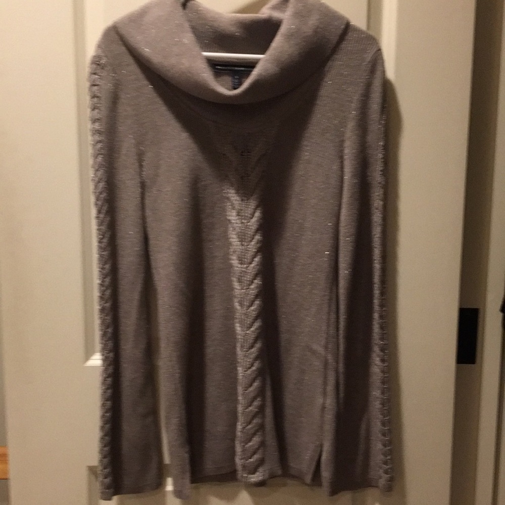 White House Black Market pullover Cowl knit Sweater herringbone detail size S